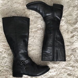 Black leather boots